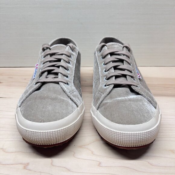 Superga Crushed Velvet Sneakers Light Grey Size 9 - Picture 7 of 9